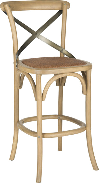 Safavieh Eleanor X Back Bar Stool Weathered Oak and Medium Brown Furniture 