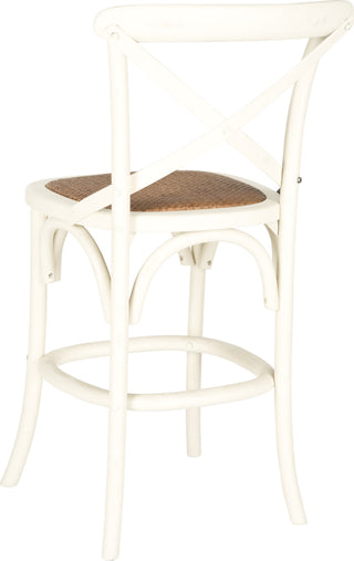 Safavieh Franklin X Back Counter Stool Distressed Ivory and Medium Brown Furniture 