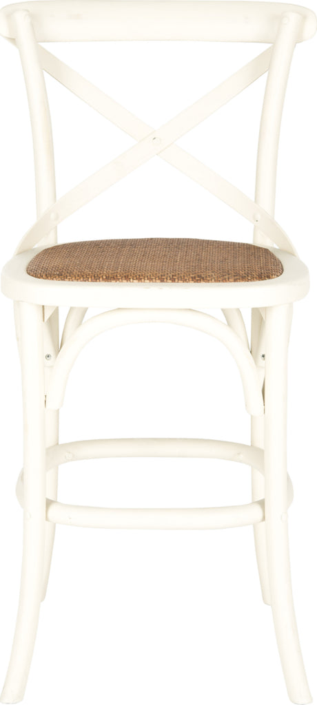 Safavieh Franklin X Back Counter Stool Distressed Ivory and Medium Brown Furniture main image