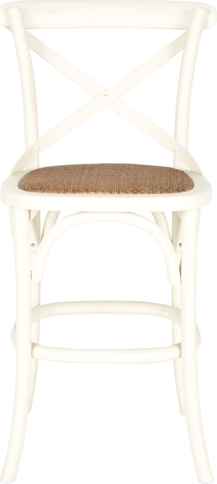 Safavieh Franklin X Back Counter Stool Distressed Ivory and Medium Brown Furniture main image