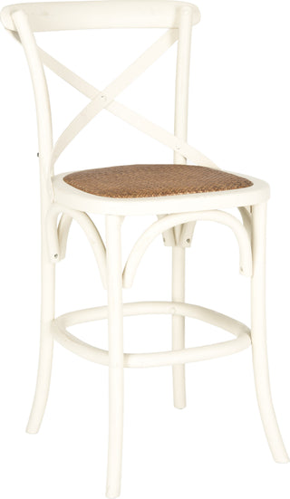 Safavieh Franklin X Back Counter Stool Distressed Ivory and Medium Brown Furniture 