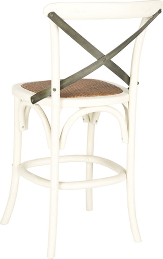 Safavieh Eleanr X Back Counter Stool Distressed Ivory and Medium Brown Furniture 