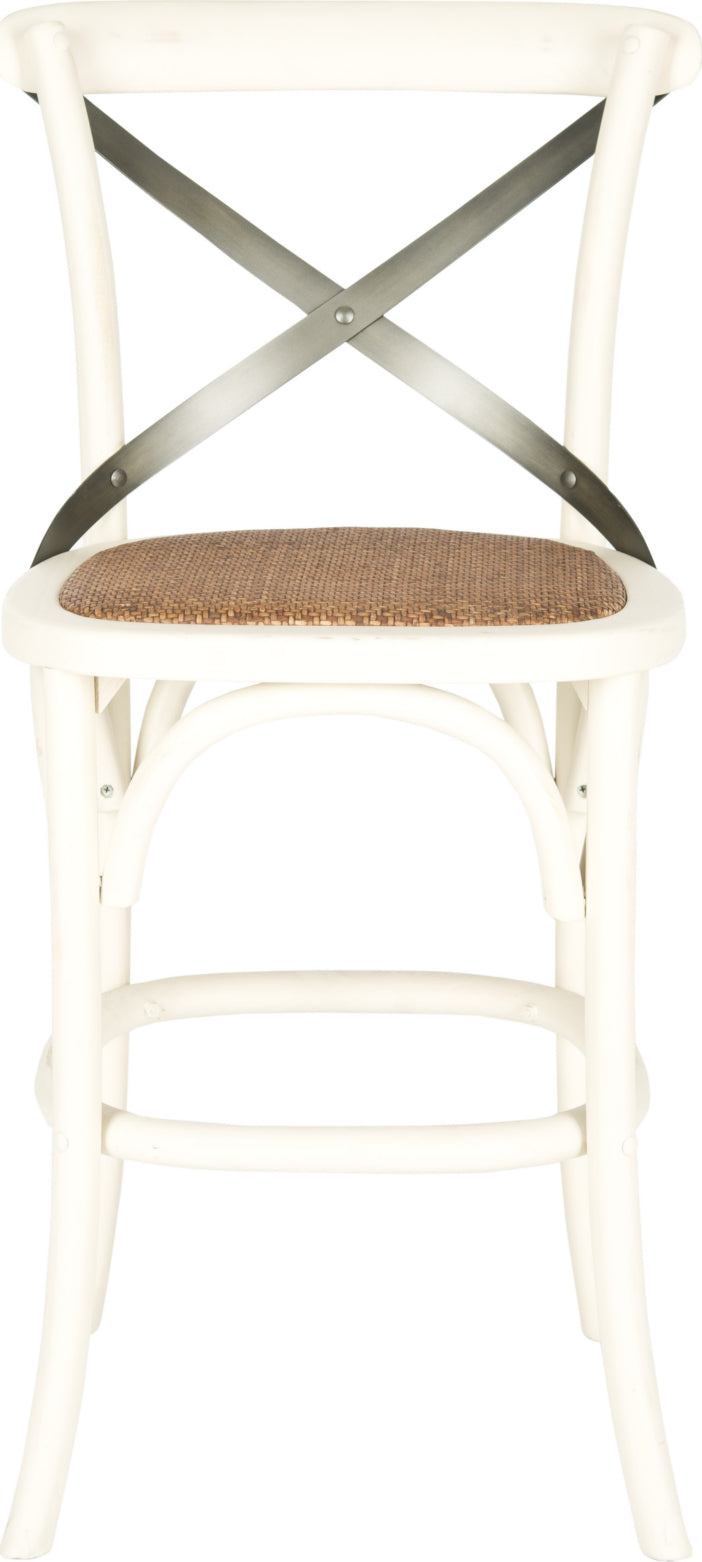 Safavieh Eleanr X Back Counter Stool Distressed Ivory and Medium Brown Furniture main image