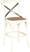 Safavieh Eleanr X Back Counter Stool Distressed Ivory and Medium Brown Furniture 