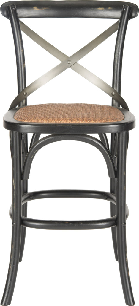 Safavieh Eleanr X Back Counter Stool Distressed Hickory and Medium Brown Furniture main image