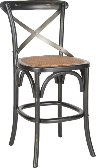 Safavieh Eleanr X Back Counter Stool Distressed Hickory and Medium Brown Furniture 