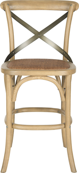 Safavieh Eleanr X Back Counter Stool Weathered Oak and Medium Brown Furniture main image