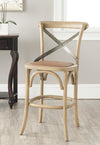 Safavieh Eleanr X Back Counter Stool Weathered Oak and Medium Brown Furniture  Feature