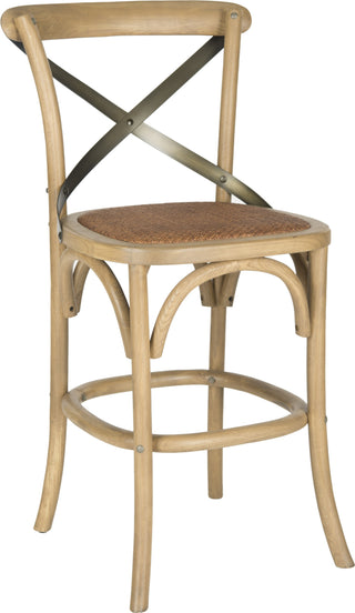 Safavieh Eleanr X Back Counter Stool Weathered Oak and Medium Brown Furniture 