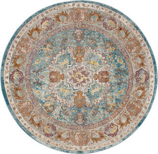 Safavieh Aria ARA120B Blue/Orange Area Rug Round Image