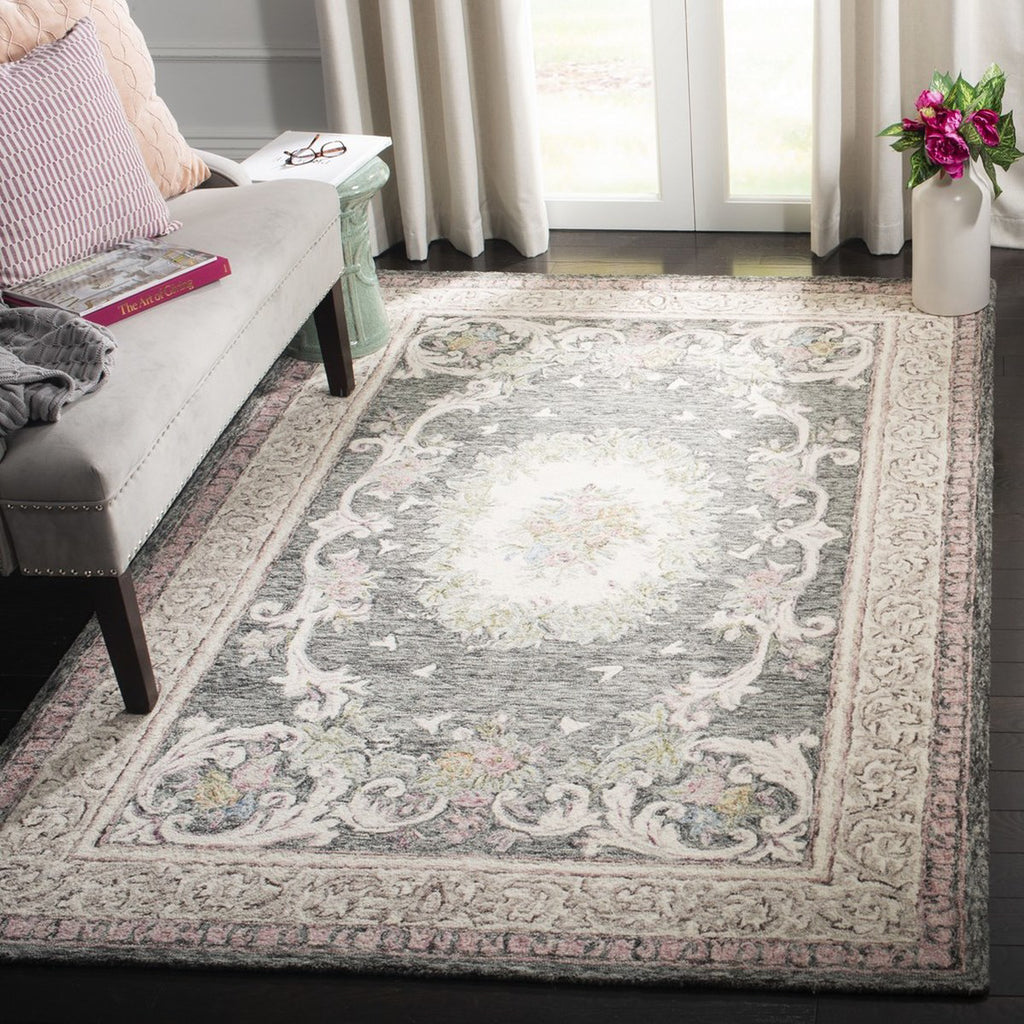 Safavieh Aubusson 105 Ivory/Charcoal Area Rug Room Scene Feature