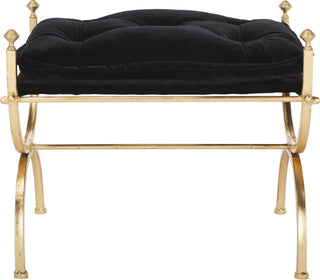 Safavieh Jasmine Tufted Bench Black and Gold Foil Furniture 