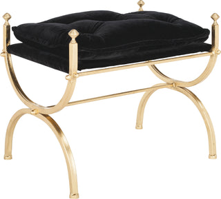 Safavieh Jasmine Tufted Bench Black and Gold Foil Furniture 