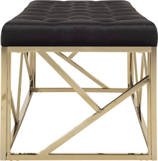 Safavieh Farah Tufted Rectangular Bench Black and Brass Furniture 