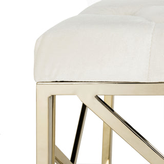 Safavieh Farah Tufted Rectangular Bench Beige and Brass Furniture 