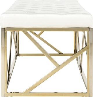 Safavieh Farah Tufted Rectangular Bench Beige and Brass Furniture 