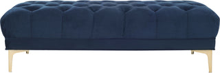 Safavieh Zarya Tufted Rectangular Bench Navy and Brass Furniture main image