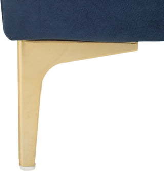 Safavieh Zarya Tufted Rectangular Bench Navy and Brass Furniture 