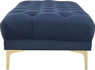 Safavieh Zarya Tufted Rectangular Bench Navy and Brass Furniture 