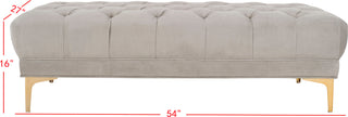 Safavieh Zarya Tufted Rectangular Bench Grey and Brass Furniture main image