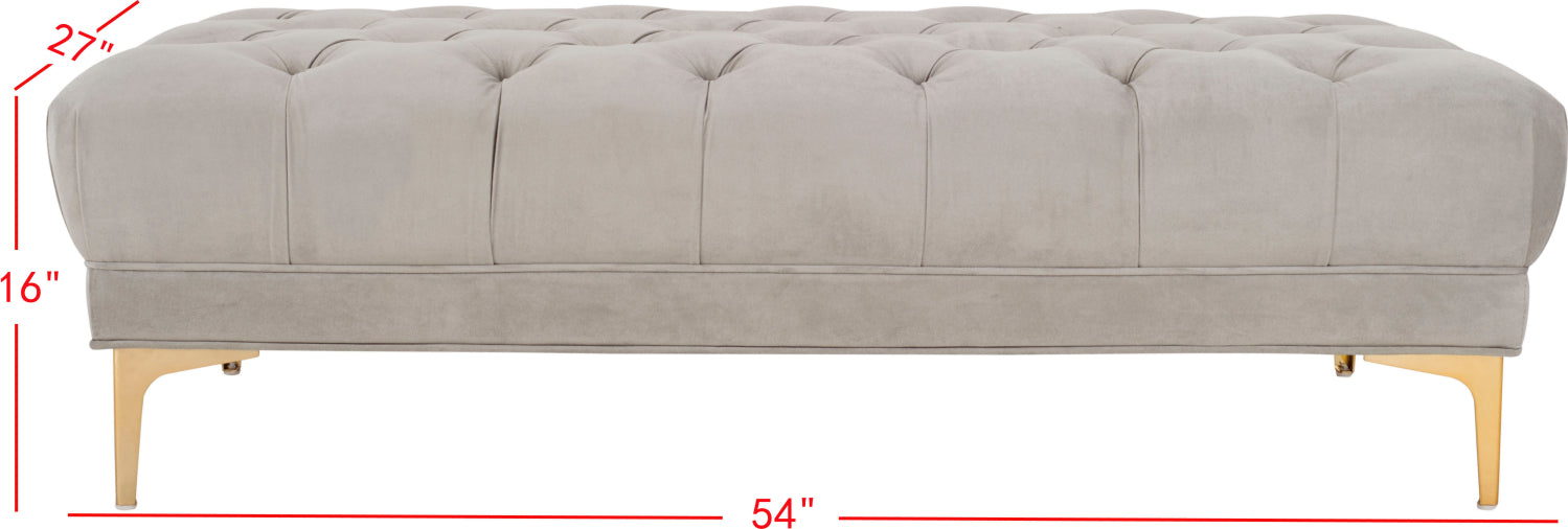 Safavieh Zarya Tufted Rectangular Bench Grey and Brass Furniture main image