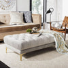 Safavieh Zarya Tufted Rectangular Bench Grey and Brass Furniture 