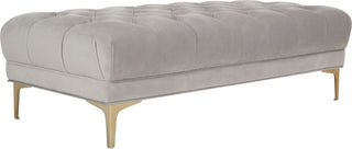 Safavieh Zarya Tufted Rectangular Bench Grey and Brass Furniture 