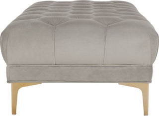 Safavieh Zarya Tufted Rectangular Bench Grey and Brass Furniture 