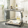 Safavieh Dawson 2 Tier Rectangle Bar Cart Rustic Oak and Gun Metal Furniture  Feature