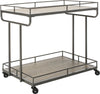 Safavieh Dawson 2 Tier Rectangle Bar Cart Rustic Oak and Gun Metal Furniture 