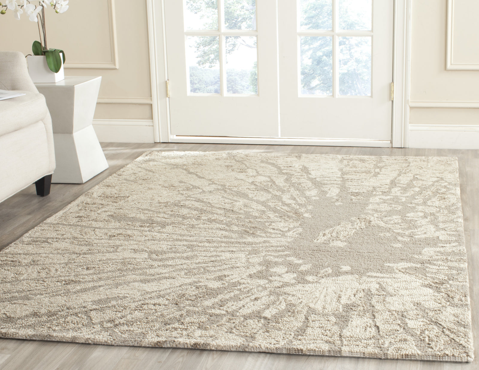 LR Home 9 X 12 Wool Silver/Taupe/Cream Indoor Abstract Area Rug in the Rugs  department at