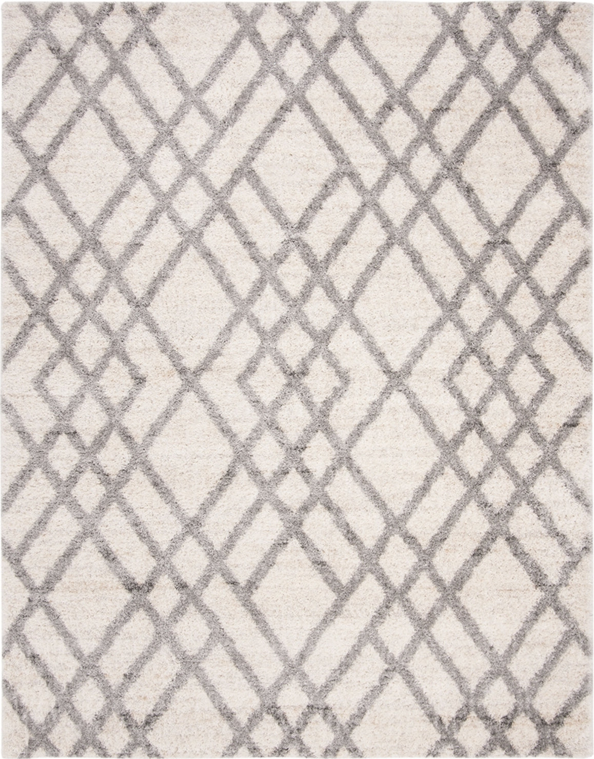 Safavieh 8' x 10' Berber Shag 200 BER215B Ivory / Grey Rug