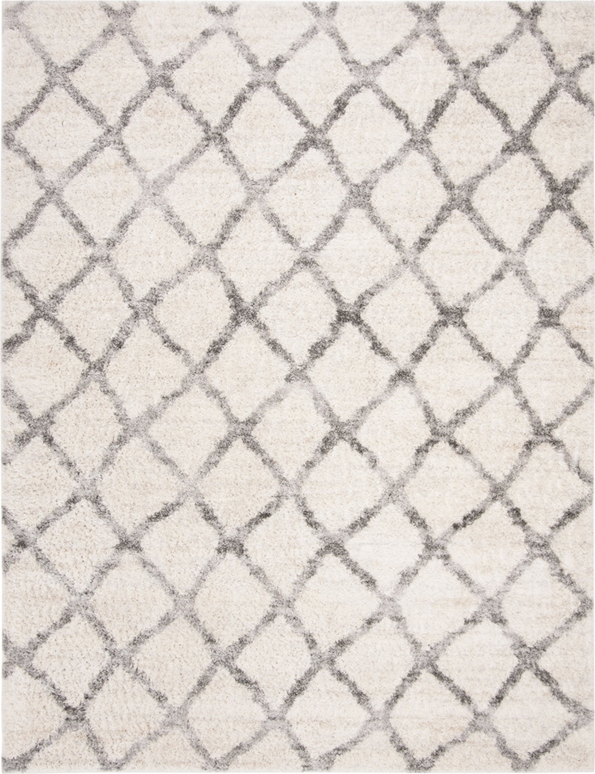 Safavieh 8' x 10' Berber Shag 200 BER215B Ivory / Grey Rug