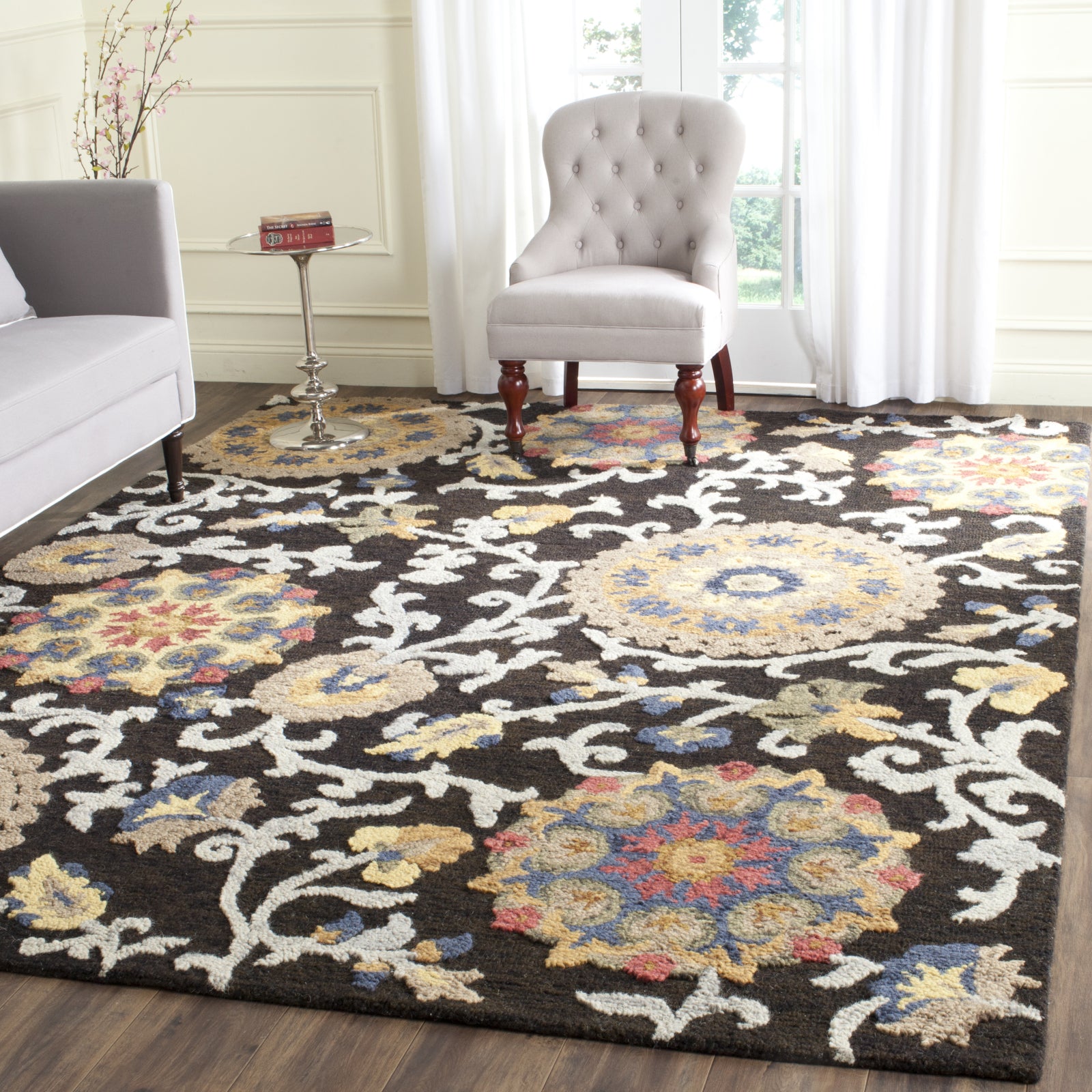 Safavieh Blossom Charcoal/Multi 4 ft. x 6 ft. Area Rug