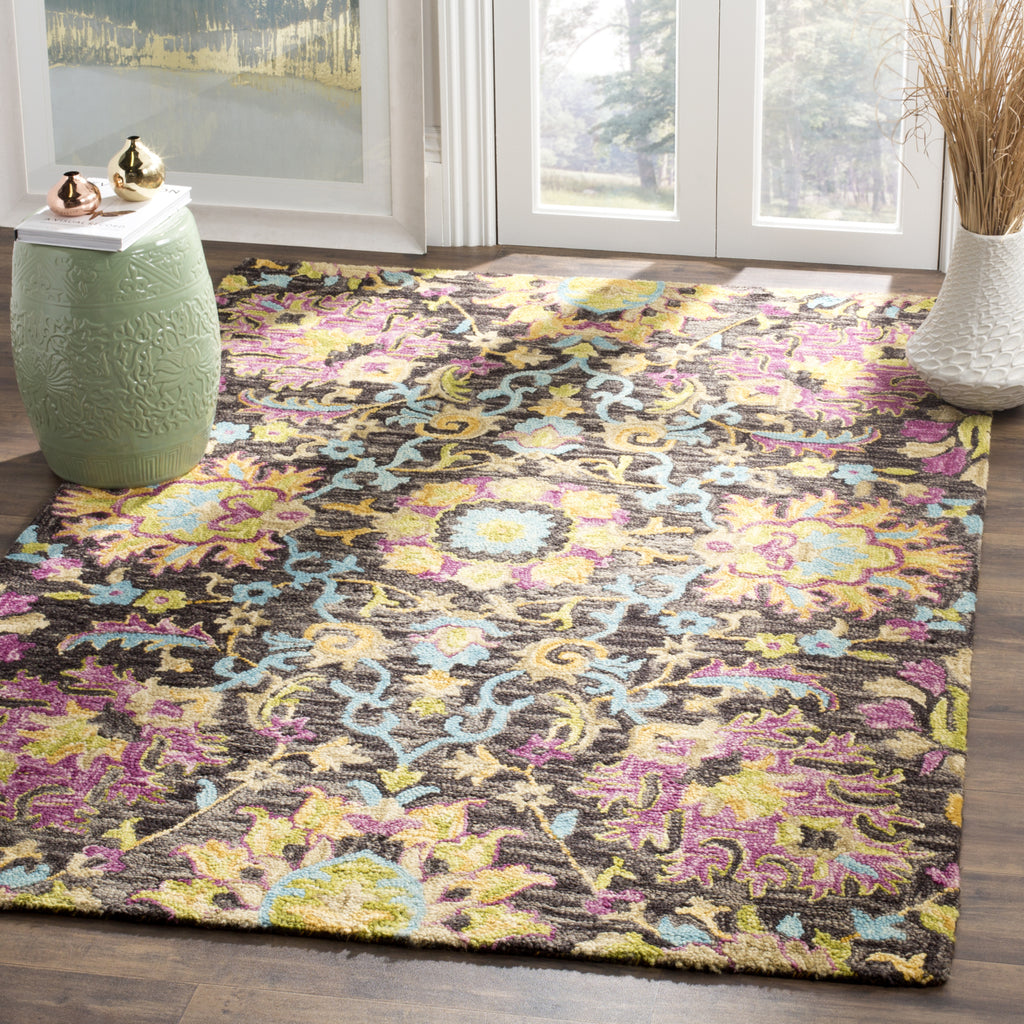 Safavieh Blossom 455 Charcoal/Multi Area Rug Room Scene Feature