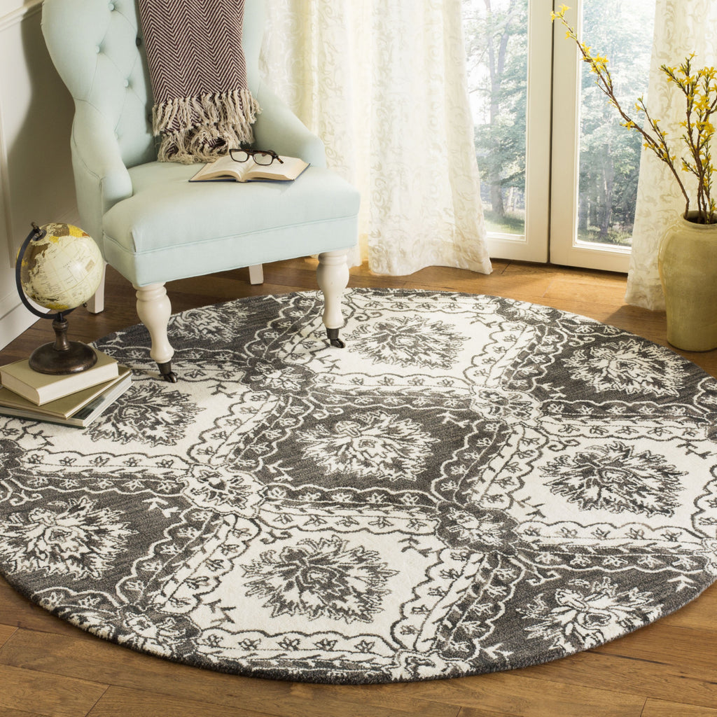 Safavieh Blossom 601 Charcoal/Ivory Area Rug Room Scene Feature