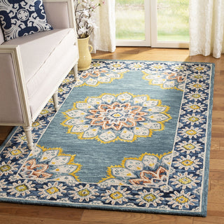 Safavieh Blossom 902 Blue/Gold Area Rug Room Scene Feature