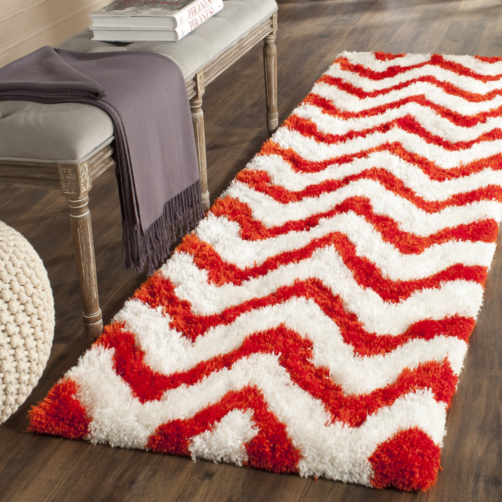 Safavieh Sg-Bsg-Barcelona Shag Barcelona 320 Ivory/Rust Area Rug ...