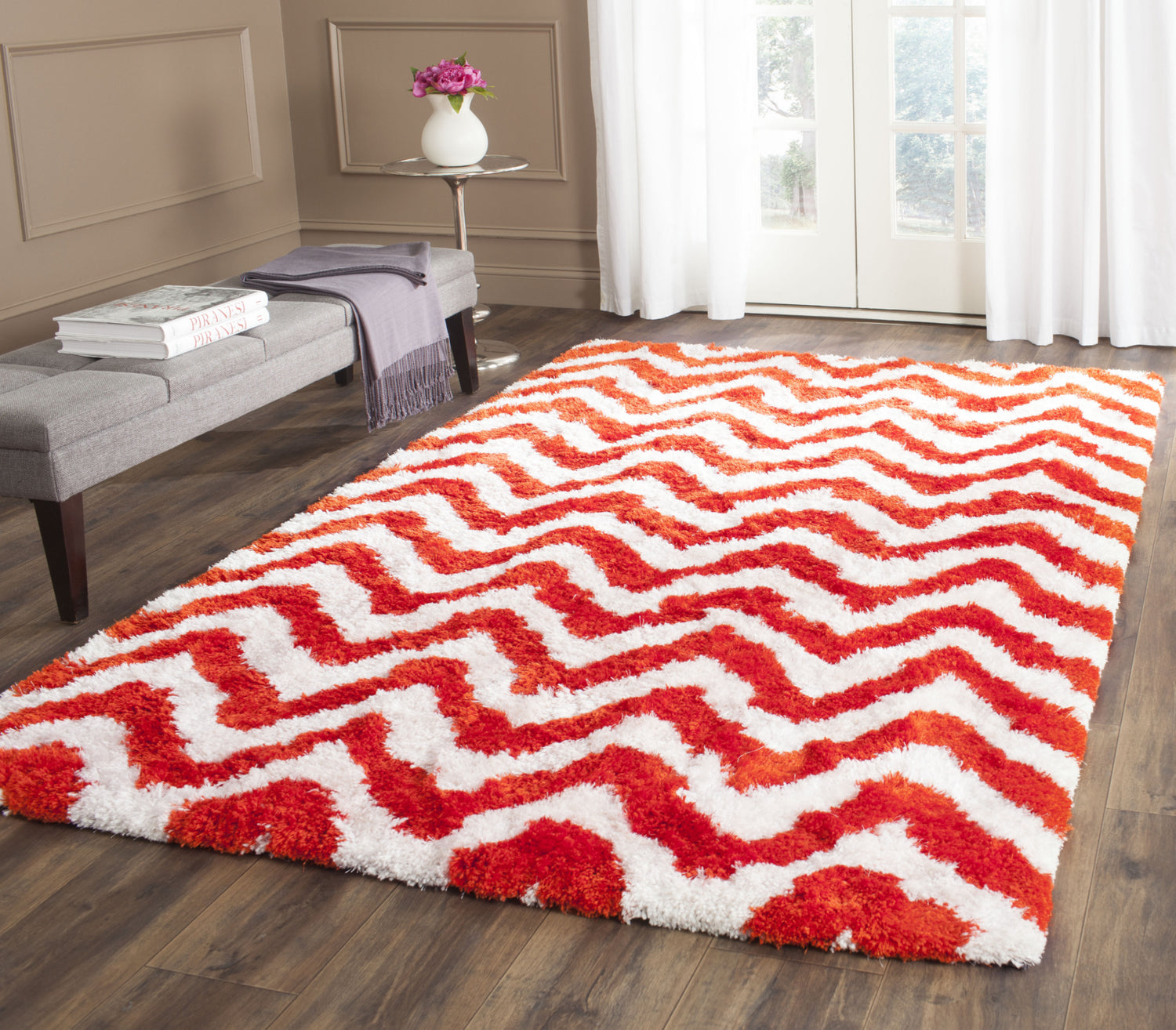 Safavieh Sg-Bsg-Barcelona Shag Barcelona 320 Ivory/Rust Area Rug ...