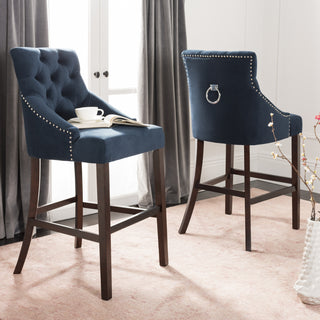 Safavieh Eleni Tufted Wing Back Bar Stool Navy  Feature