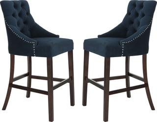 Safavieh Eleni Tufted Wing Back Bar Stool Navy Furniture 