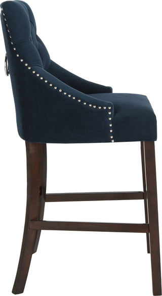 Safavieh Eleni Tufted Wing Back Bar Stool Navy Furniture 