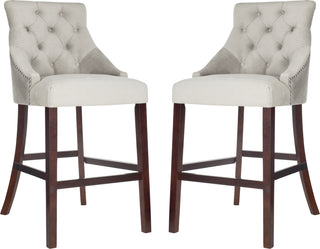 Safavieh Eleni Tufted Wing Back Bar Stool Grey Furniture 