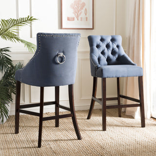 Safavieh Eleni Tufted Wing Back Bar Stool Navy  Feature