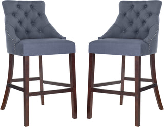 Safavieh Eleni Tufted Wing Back Bar Stool Navy Furniture 