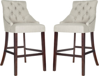 Safavieh Eleni Tufted Wing Back Bar Stool Light Grey Furniture 