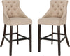 Safavieh Eleni Tufted Wing Back Bar Stool Beige Furniture 