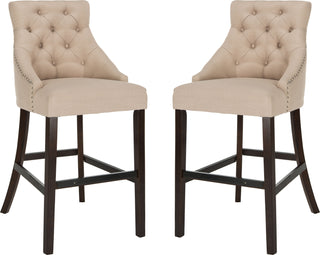 Safavieh Eleni Tufted Wing Back Bar Stool Beige Furniture 