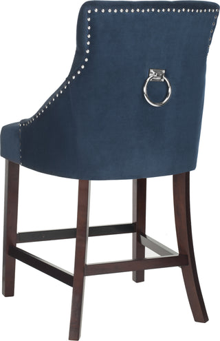 Safavieh Eleni Tufted Wing Back Counter Stool Navy Furniture 