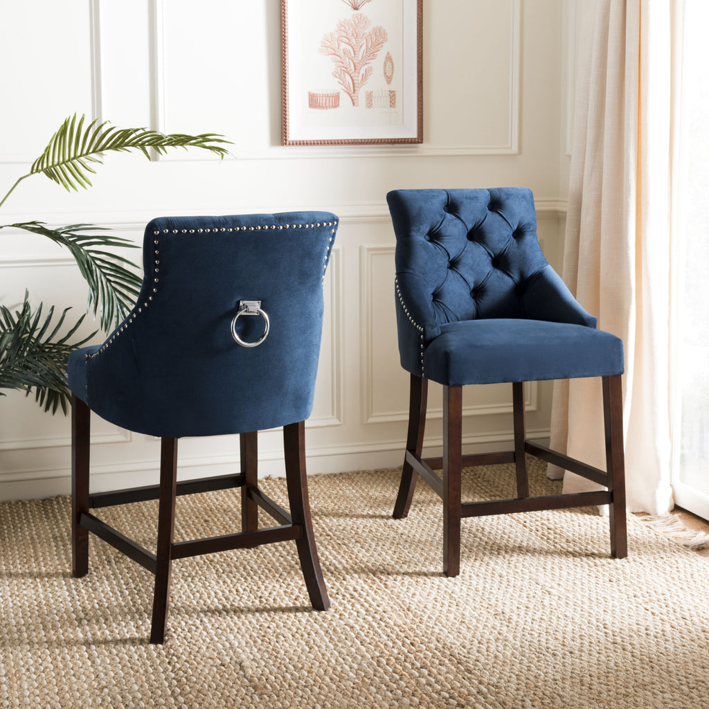 Safavieh Eleni Tufted Wing Back Counter Stool Navy  Feature